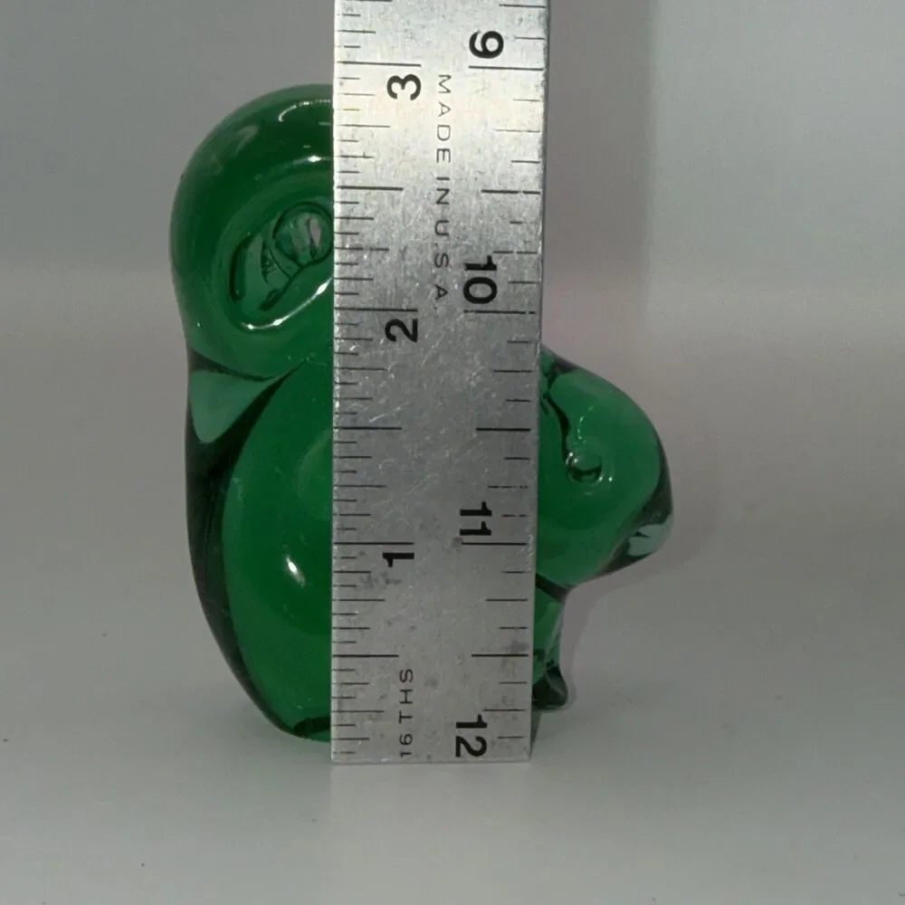 Hand Blown Art Glass Squirrel Light Green 3” x 2 1/2” Paperweight Figurine